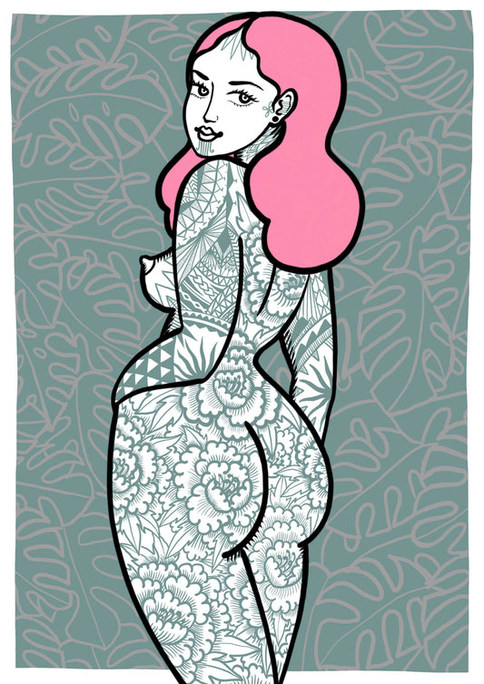 Tattooed lady Print