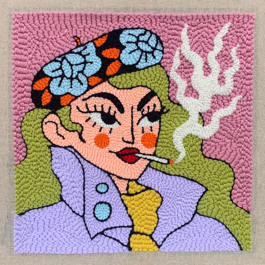 'Smoking Beret' Square Print