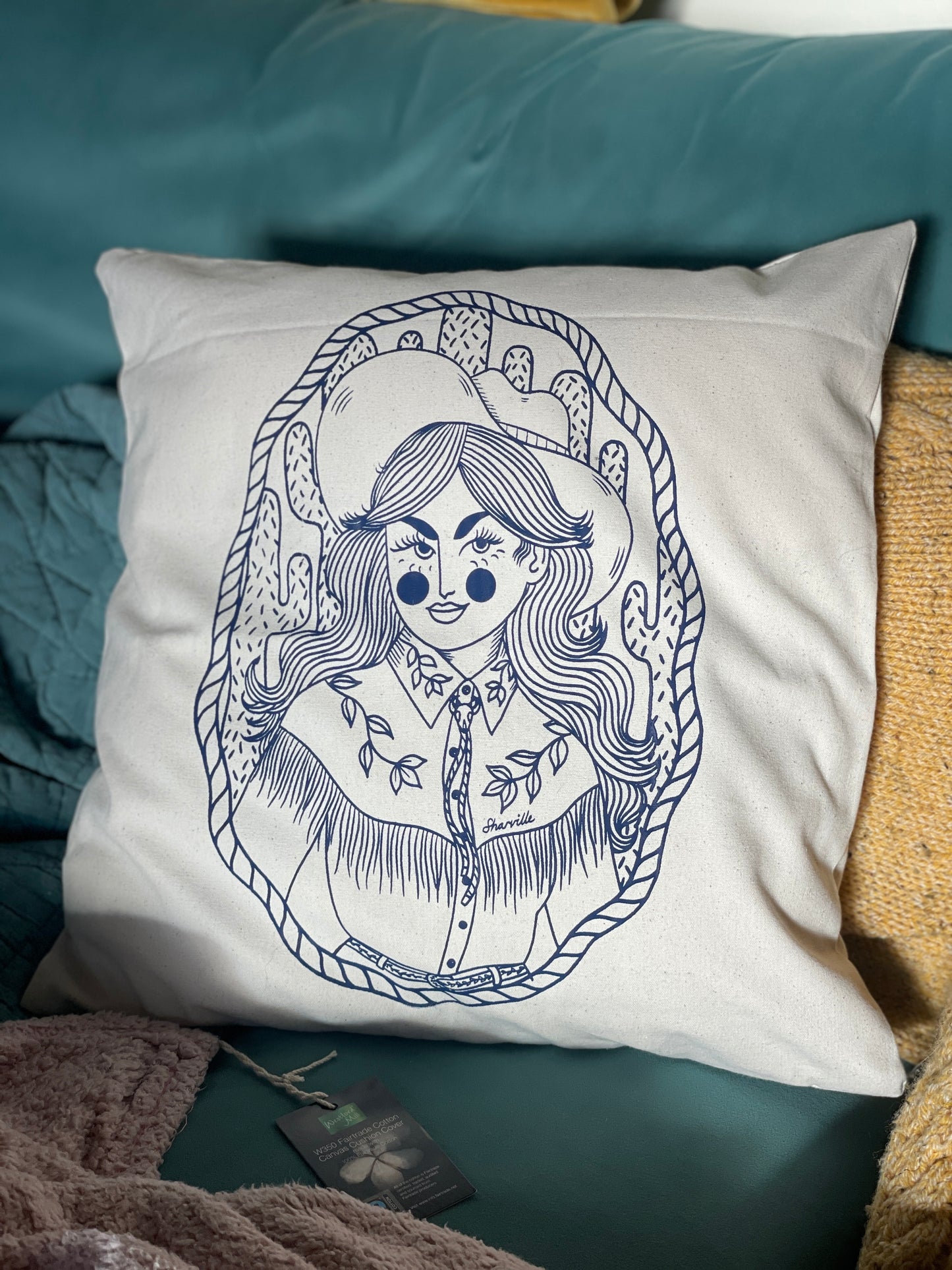 Cowgirl cushion cover