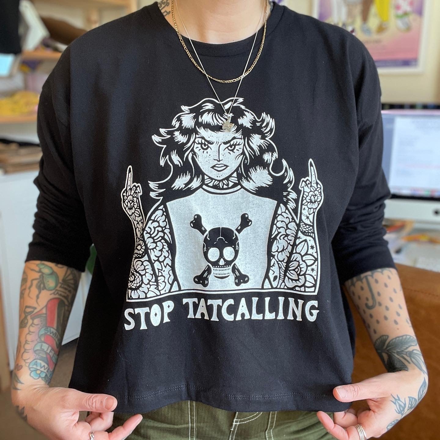 Stop Tatcalling long sleeve cropped T-Shirt