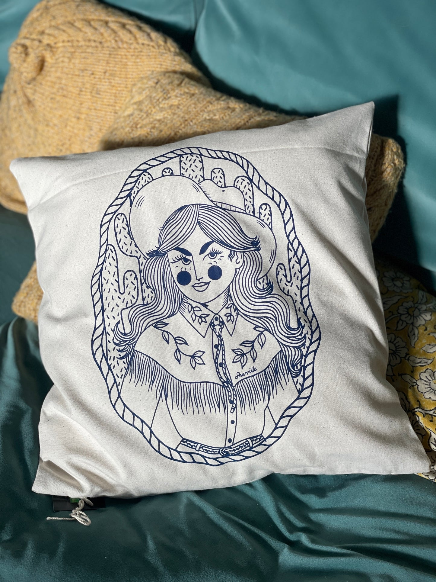 Cowgirl cushion cover