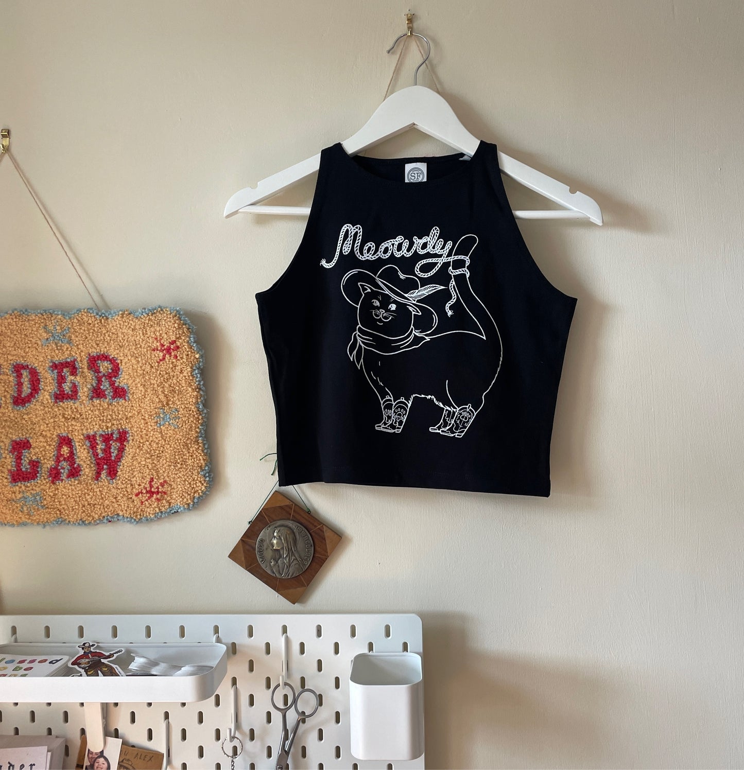 Meowdy Crop Top (black and white)