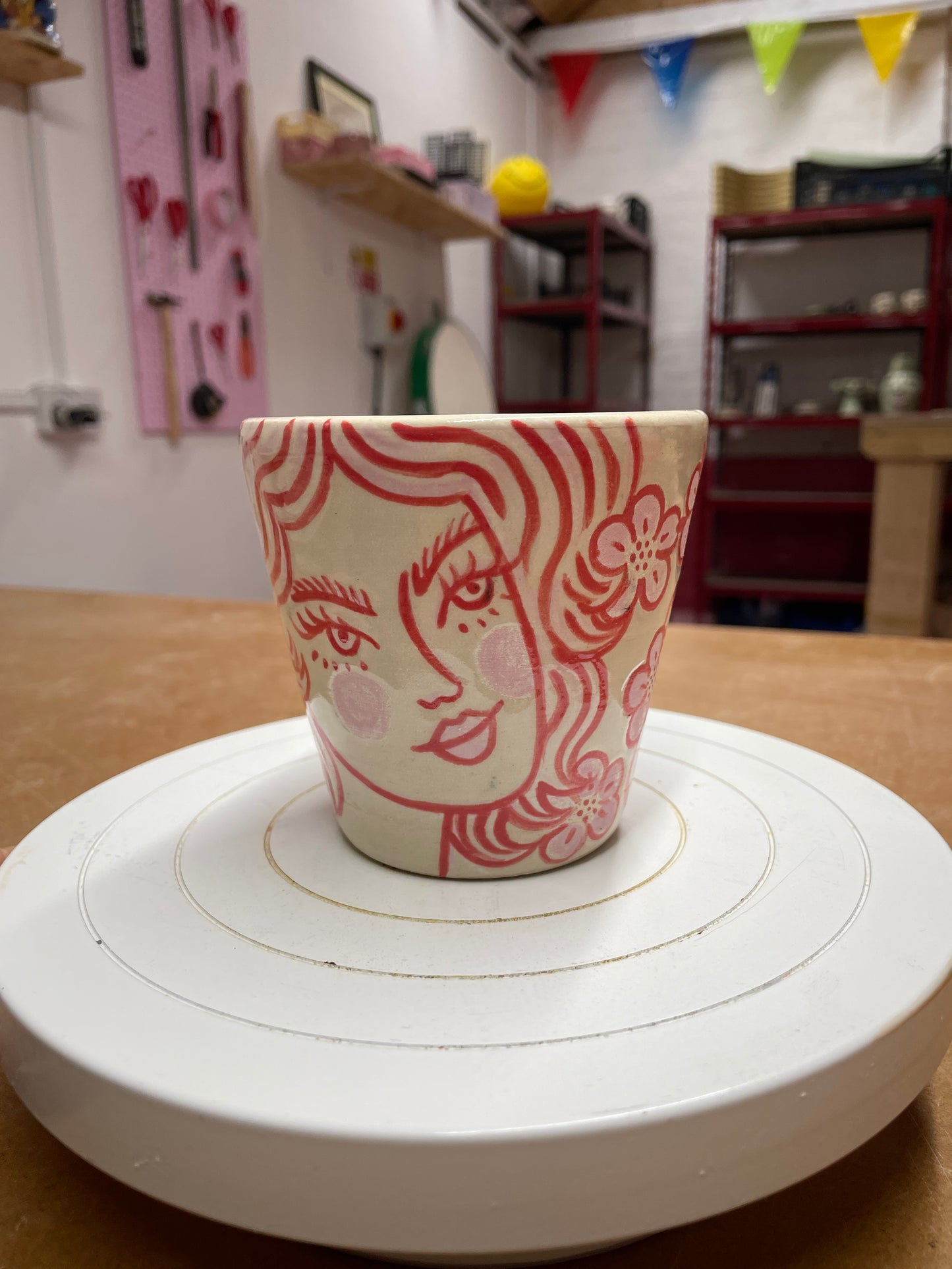 Red small cup - kicking pots pottery collab