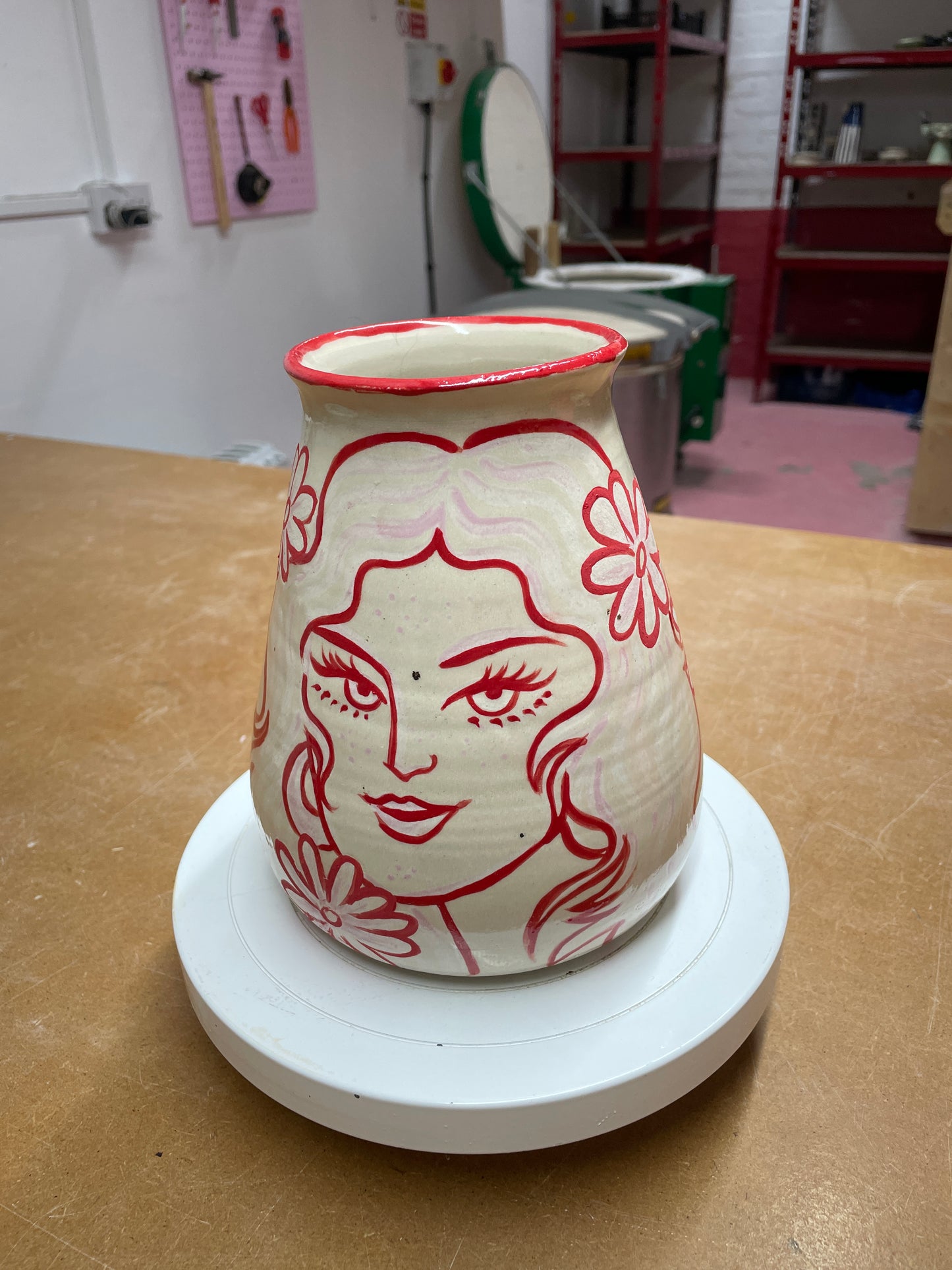 Large red and pink vase - Kicking pots pottery collab