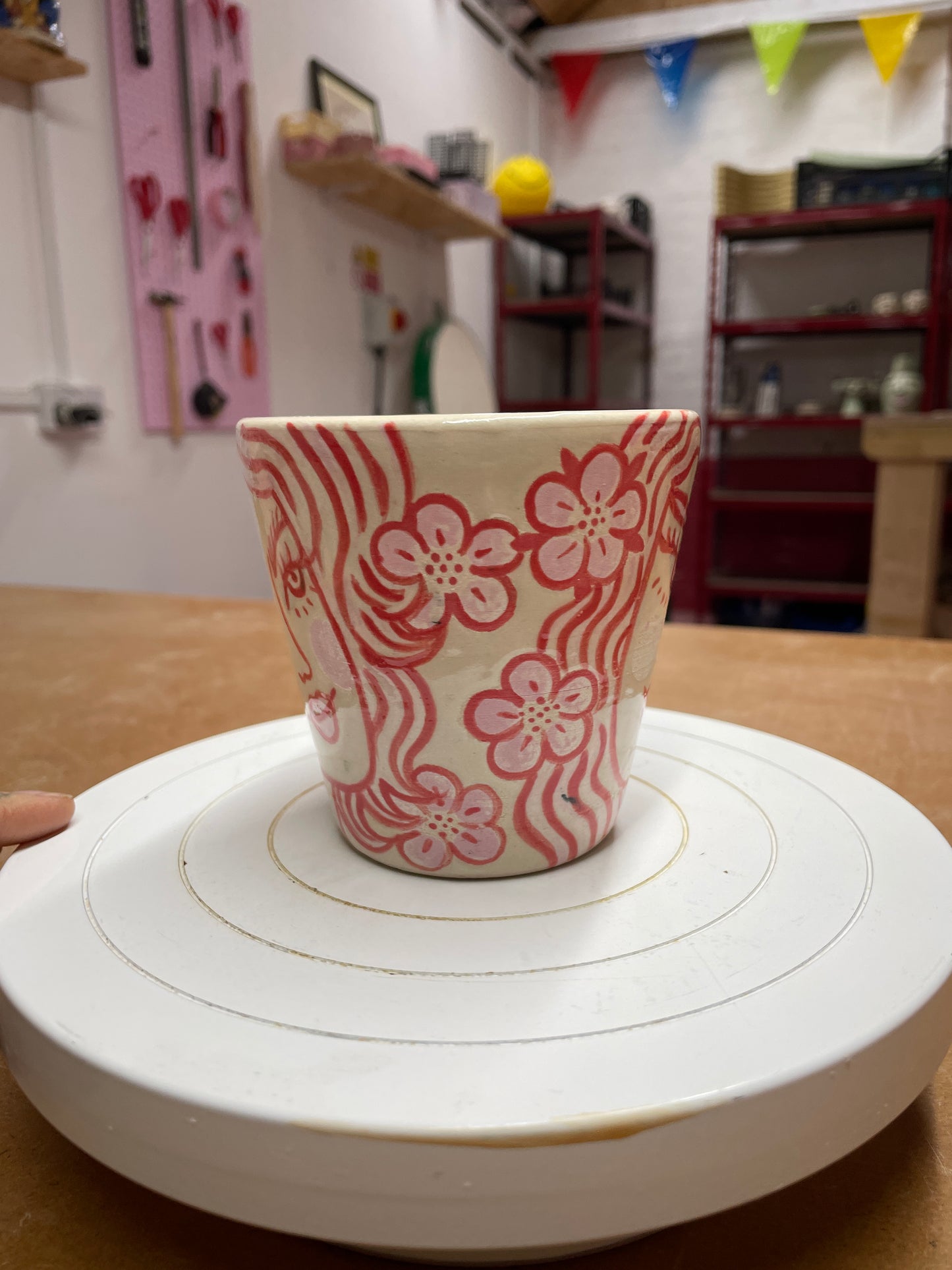 Red small cup - kicking pots pottery collab