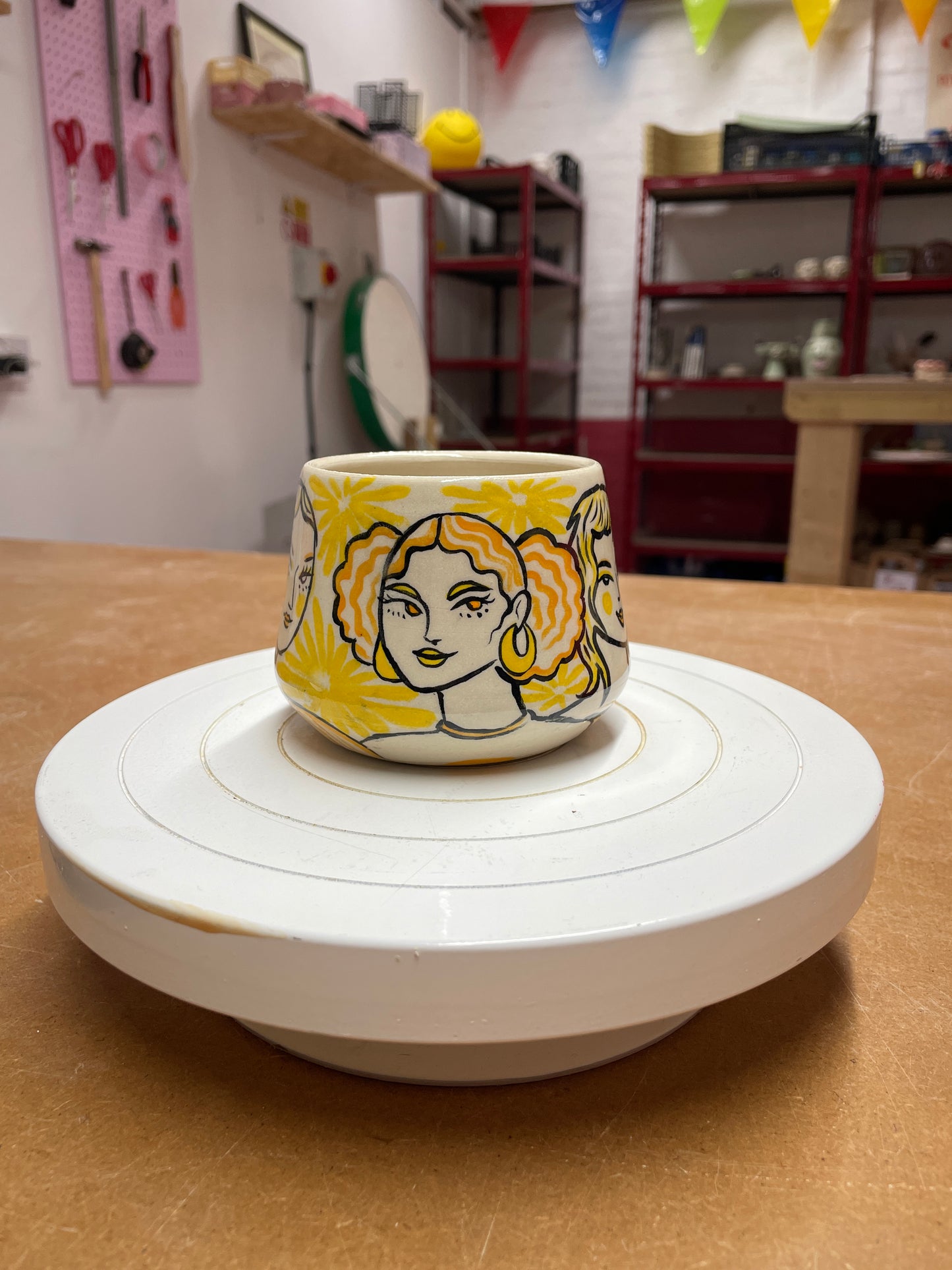 Yellow cup - kicking pots pottery collab