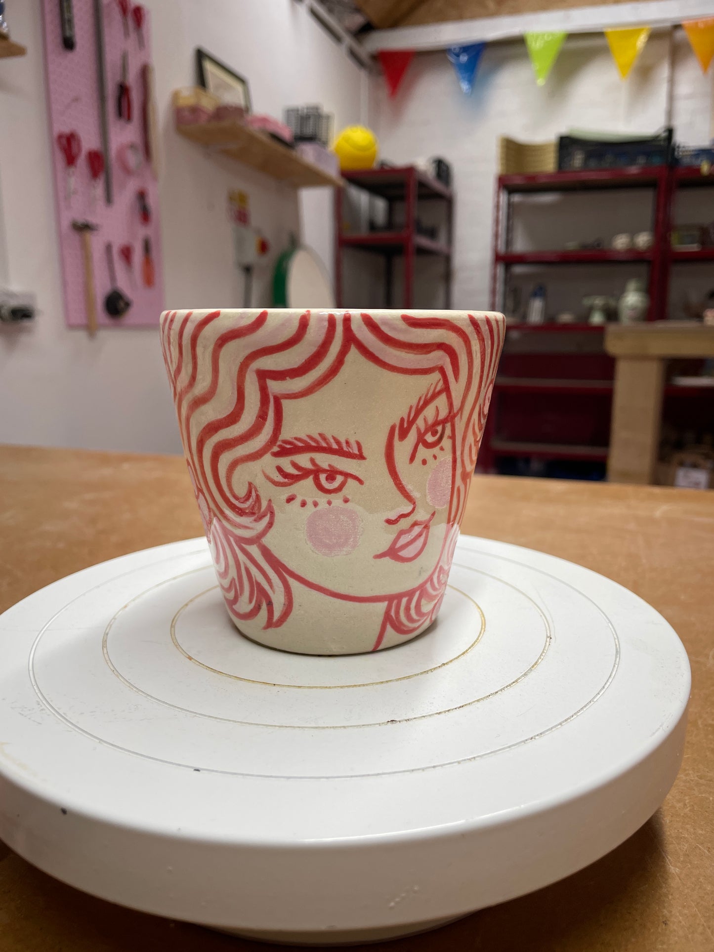 Red small cup - kicking pots pottery collab