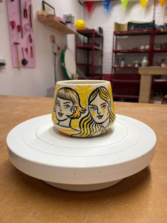 Yellow cup - kicking pots pottery collab