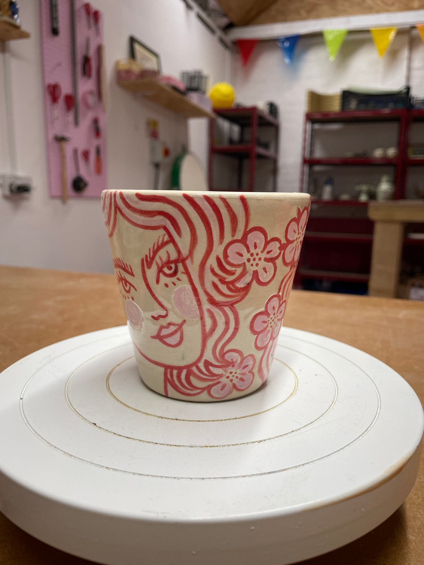 Red small cup - kicking pots pottery collab