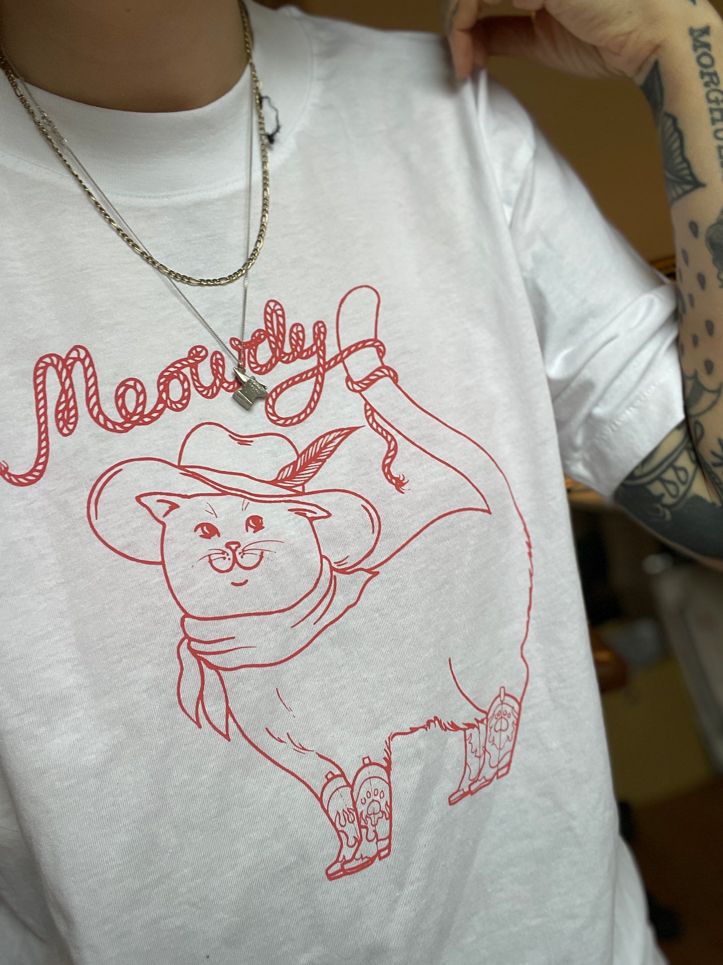 Meowdy T-Shirt White & Pink